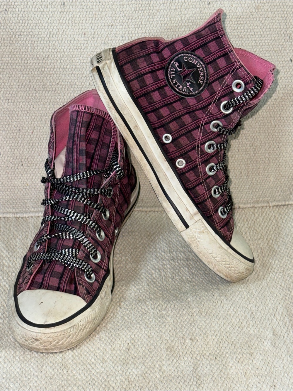 Converse eur 36.5 High-Top Sneakers in pink black Plaid